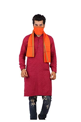 JENNY DENIAL 100% pure Cotton Saffron (orange) (bhagwa) color bath towel/Gamcha/Gomasa/angocha/gamocha Men 300 GSM handloom printed (size :: Full size) pack of
