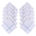 JENNY DENIAL 100% Cotton White Handkerchief/Rumal for men and boys Big size XXL Size 48 * 48 Cm Checked design Combo Pack