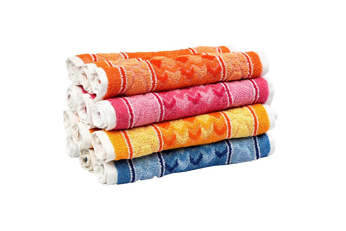JENNY DENIAL Pure Cotton Hand Towels Set of 12 Soft & Super Absorbent 250 GSM Multi Color (Size 10 * 17 Inch)