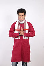 JENNY DENIAL 100% Pure Cotton Saffron Modi Gamcha/Gomasa for Men 300 GSM Handloom Printed (Size :: Full Size) Stole White Color Pack of angocha