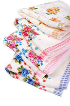 JENNY DENIAL 100% Cotton Velvet Face Towel Set of 12 Soft & Absorbent (Size:: Small) Floral Print