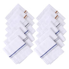 JENNY DENIAL 100% Cotton Pure White Handkerchief/Rumal for men and boys Big size XXL Size 48 * 48 Cm Strip design Combo Pack