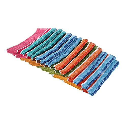 JENNY DENIAL 100% Cotton Napkins Hand Towels Set of 12 Soft & Super Abosrbent (225 GSM) Multi Color (Size 11 * 17 Inch)