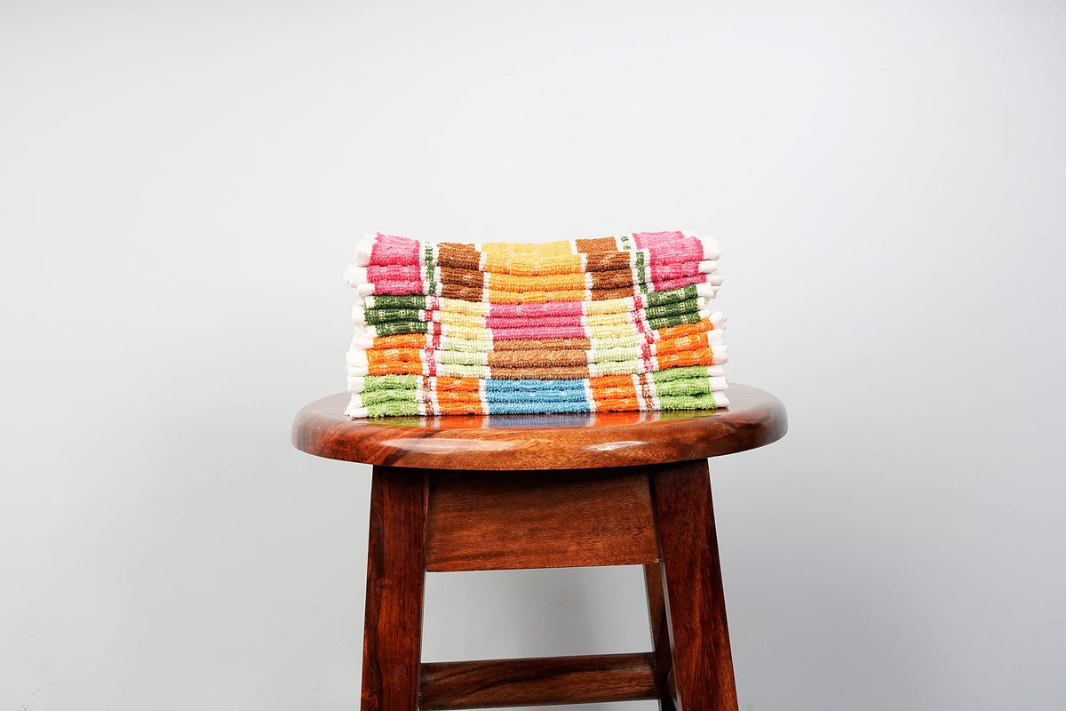 JENNY DENIAL Soft Cotton 275 GSM Hand Napkin Towel Set of 12 Multicolor (Size 11 * 17 Inch) Small