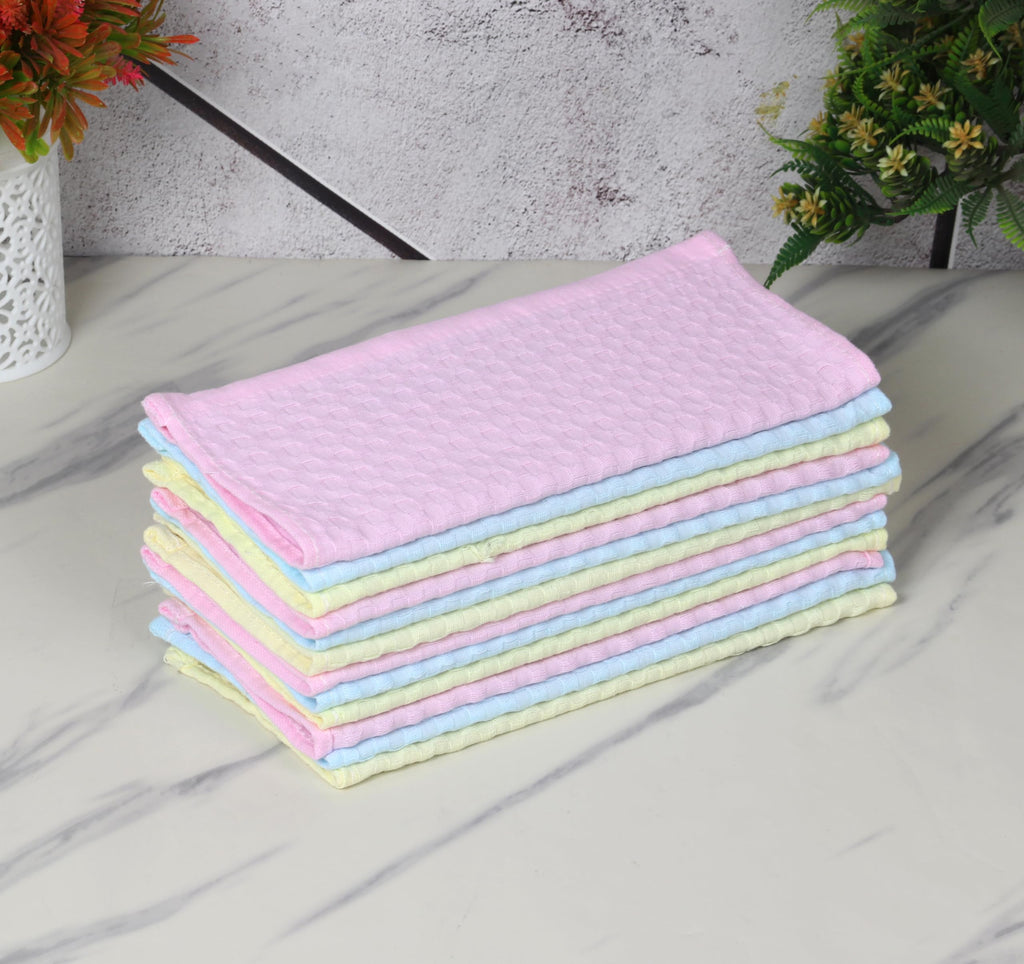 JENNY DENIAL Unisex 100% Cotton Soft and Super abserbent Face Towel Multicolor 10 * 10 Checked Design Set of 12 pc Pack