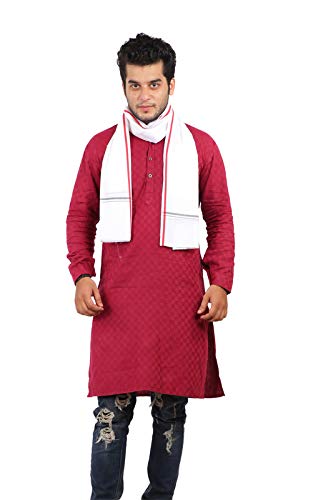 100% pure multi color Cotton White Gamcha/Gomasa for Men 300 GSM handloom printed (size :: Full size) Stole angocha