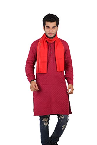100% pure Cotton Saffron Gamcha/Gomasa for Men 300 GSM handloom printed (size :: Full size) Stole bhagwa color angocha
