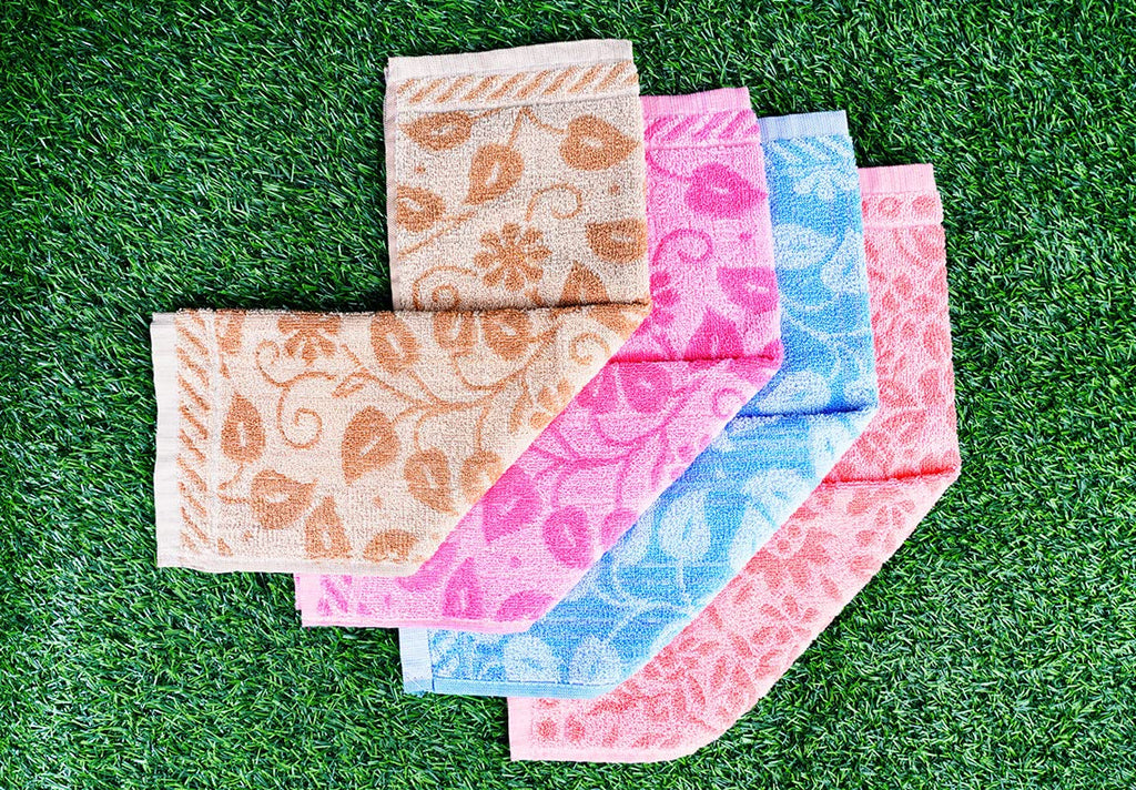 JENNY DENIAL 100% Cotton Hand Towels Set of 4 Soft (400 GSM) Multicolor (Size 14 * 21 Inch) Medium