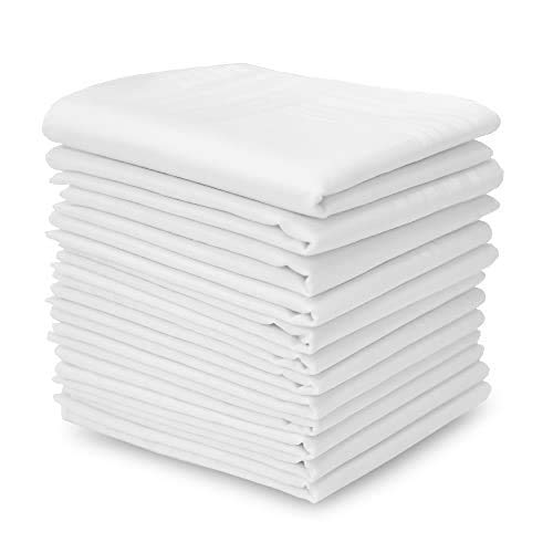 JENNY DENIAL men's 100% Cotton Big XXL SIZE Handkerchief/Rumal/Hanky for men(White, 50 x 50 cm) set of