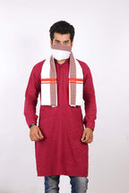 100% Pure Cotton Gamcha/Gomasa for Men 300 GSM Handloom Printed (Size :: Full Size) Stole Color White angocha