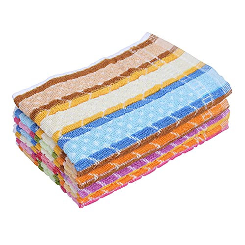 JENNY DENIAL 100% Cotton Hand Towels Set of 4 Soft & Super Absorbent for Kitchen, washbasin & Gym (325 GSM) Multicolor (Size 14 * 21 Inch)
