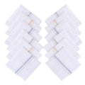 JENNY DENIAL 100% Cotton White Handkerchief/Rumal for men and boys Big size XXL Size 48 * 48 Cm Strip design Combo Pack