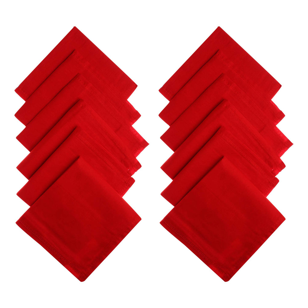 JENNY DENIAL 100% Pure Cotton Red handkerchief for men Rumal set of 12 pcs Size (50 * 50 cm)