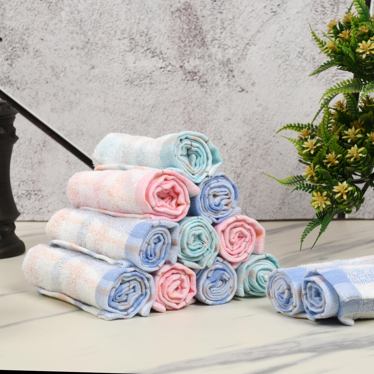 JENNY DENIAL Unisex face Towel Women Hanky/Handkerchief/Rumal Multicolor Size10*10 inch Set of 12 pc Pack