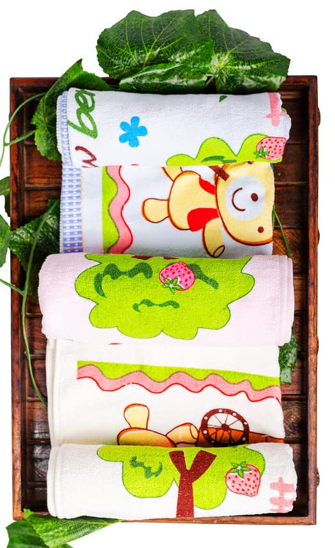 JENNY DENIAL Super Absorbent Cotton Soft Baby boy and Girl Bath Towel for new Born/Infants/Toddlers Cartoon Print Multicolor Combo Pack of 3pc