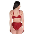 SCTC Women's Net Bra & Panty Set – Non-Padded, Wire-Free, Full Coverage | 3 Different Colours | Pack of 3 Sets