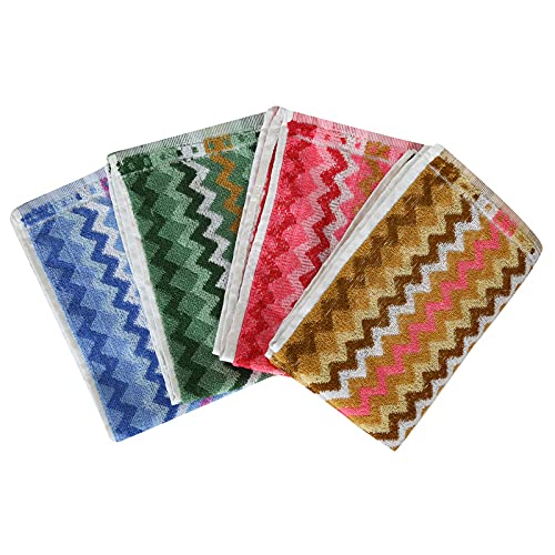 JENNY DENIAL 100% Cotton Hand Towels Set of 4 Soft & Absorbent (375 GSM) Multi Color (Size 14 * 21 Inch)