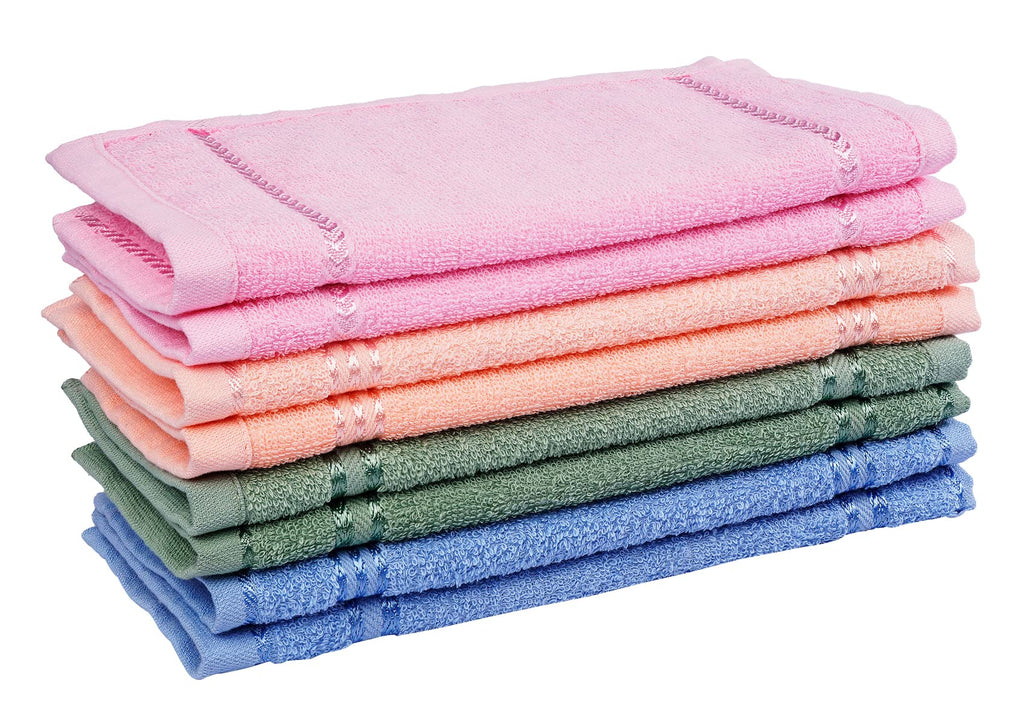 JENNY DENIAL 100% Cotton Face Towel Set of 12pc Soft & Absorbent (Size:: Small 9 * 9 Inch) Color :: Multi 300 GSM