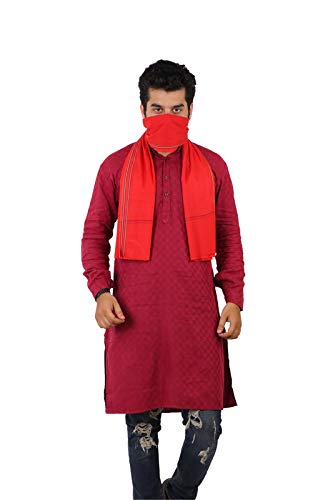 100% pure Cotton Saffron Gamcha/Gomasa for Men 300 GSM handloom printed (size :: Full size) Stole bhagwa color angocha