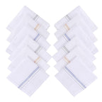 JENNY DENIAL 100% Cotton White Handkerchief/Rumal for men and boys Big size XXL Size 48 * 48 Cm Strip design Combo Pack