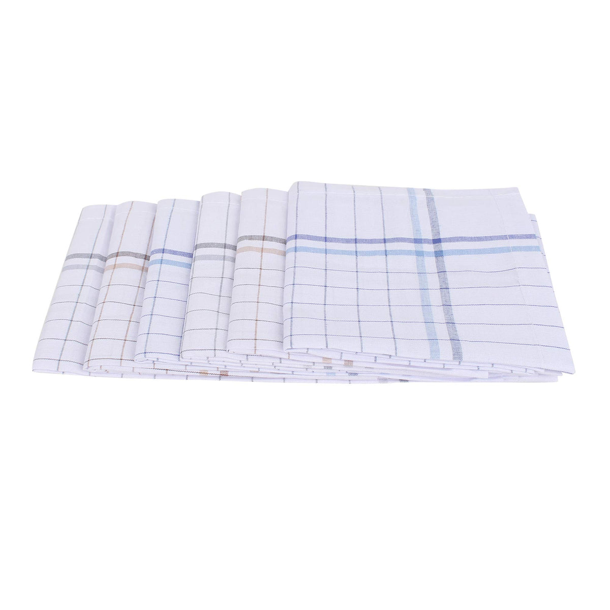 JENNY DENIAL PURE COTTON MULTICOLOR Strips Handkerchief/RUMAL FOR MEN PACK OF 06 (Size 48 * 48 CM)