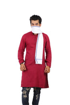 JENNY DENIAL 100% Pure Cotton White Gamcha/Gomasa for Men 300 GSM Handloom Printed (Size :: Full Size) Stole angocha