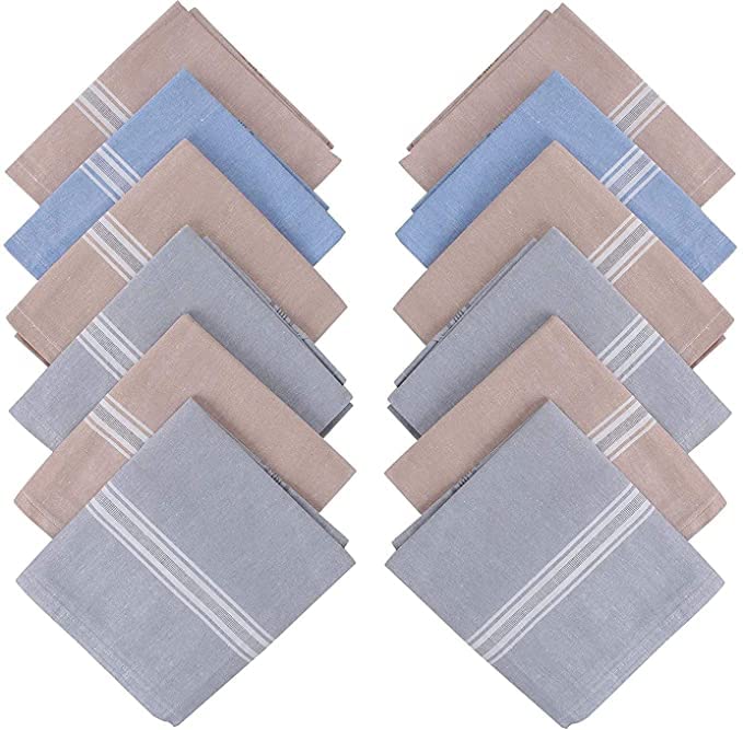 JENNY DENIAL 100% Cotton Multicolor Handkerchief/Rumal for men and boys Big size XXL Size 48 * 48 Cm Plain design Combo Pack