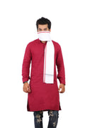 100% Pure Cotton Saffron Gamcha/Gomasa for Men 300 GSM Handloom Printed (Size :: Full Size) Stole Pack of 3 angocha