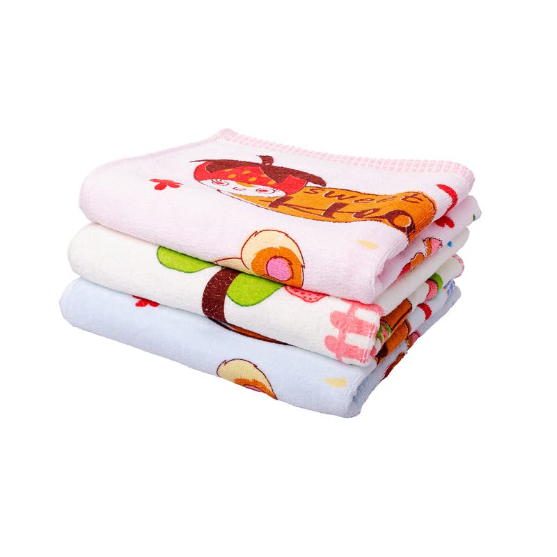 JENNY DENIAL Super Absorbent Cotton Soft Baby boy and Girl Bath Towel for new Born/Infants/Toddlers Cartoon Print Multicolor Combo Pack of 3pc
