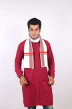 100% Pure Cotton Gamcha/Gomasa for Men 300 GSM Handloom Printed (Size :: Full Size) Stole Color White angocha