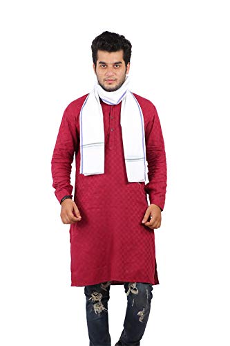100% pure Cotton White blue strips Gamcha/Gomasa for Men 300 GSM handloom printed (size :: Full size) Stole angocha