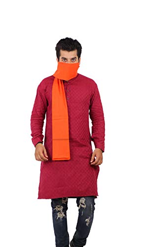 JENNY DENIAL 100% pure Cotton Saffron (orange) (bhagwa) color bath towel/Gamcha/Gomasa/angocha/gamocha Men 300 GSM handloom printed (size :: Full size) pack of