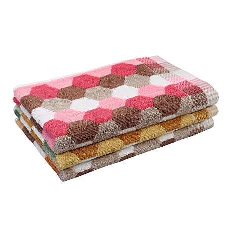 JENNY DENIAL 100% Cotton Velvet Hand Towel Set Size (14 * 21) Inch Multicolor
