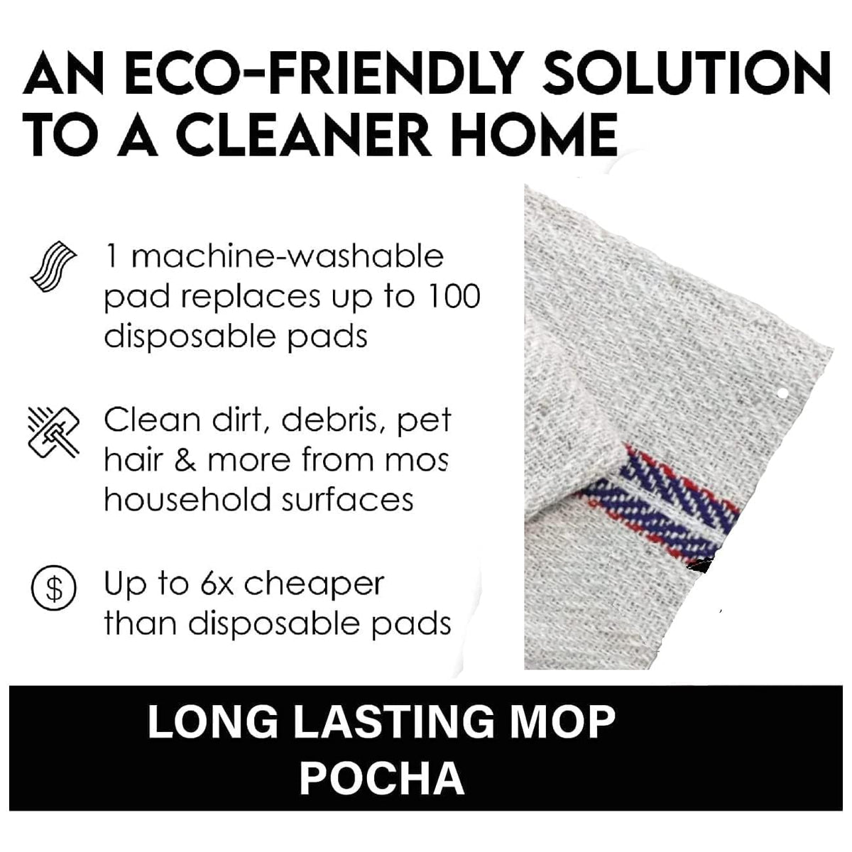 JENNY DENIAL Cotton Pocha, Reusable Floor Cleaning Cloth with 10X Absorption, Multi-Purpose Dusting and Sweeping Cloth for Home and Office All Floor Quick Dry Combo Pack of