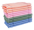 JENNY DENIAL 100% Cotton Face Towel Set of 12pc Soft & Absorbent (Size:: Small 9 * 9 Inch) Color :: Multi 300 GSM