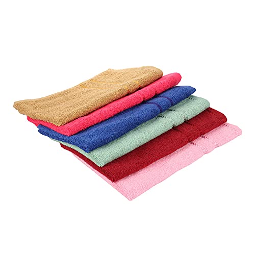JENNY DENIAL 100% Cotton Hand Towels Set of 06 Soft & Super Abosrbent for Kitchen, Bathroom (425 GSM) Multi Color (Size 16 * 24 Inch)