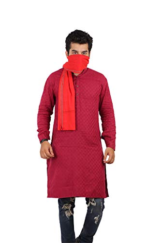 100% pure Cotton Saffron Gamcha/Gomasa for Men 300 GSM handloom printed (size :: Full size) Stole bhagwa color angocha