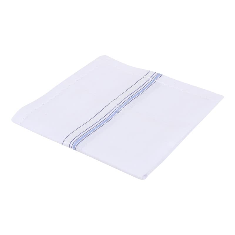 JENNY DENIAL 100% Cotton Pure White Handkerchief/Rumal for men and boys Big size XXL Size 48 * 48 Cm Strip design Combo Pack