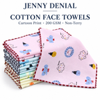Jenny Denial Cartoon Print Cotton Baby Face Towels – 10 × 10 Inch, 200 GSM, Non-Terry, Multicolour — main creative