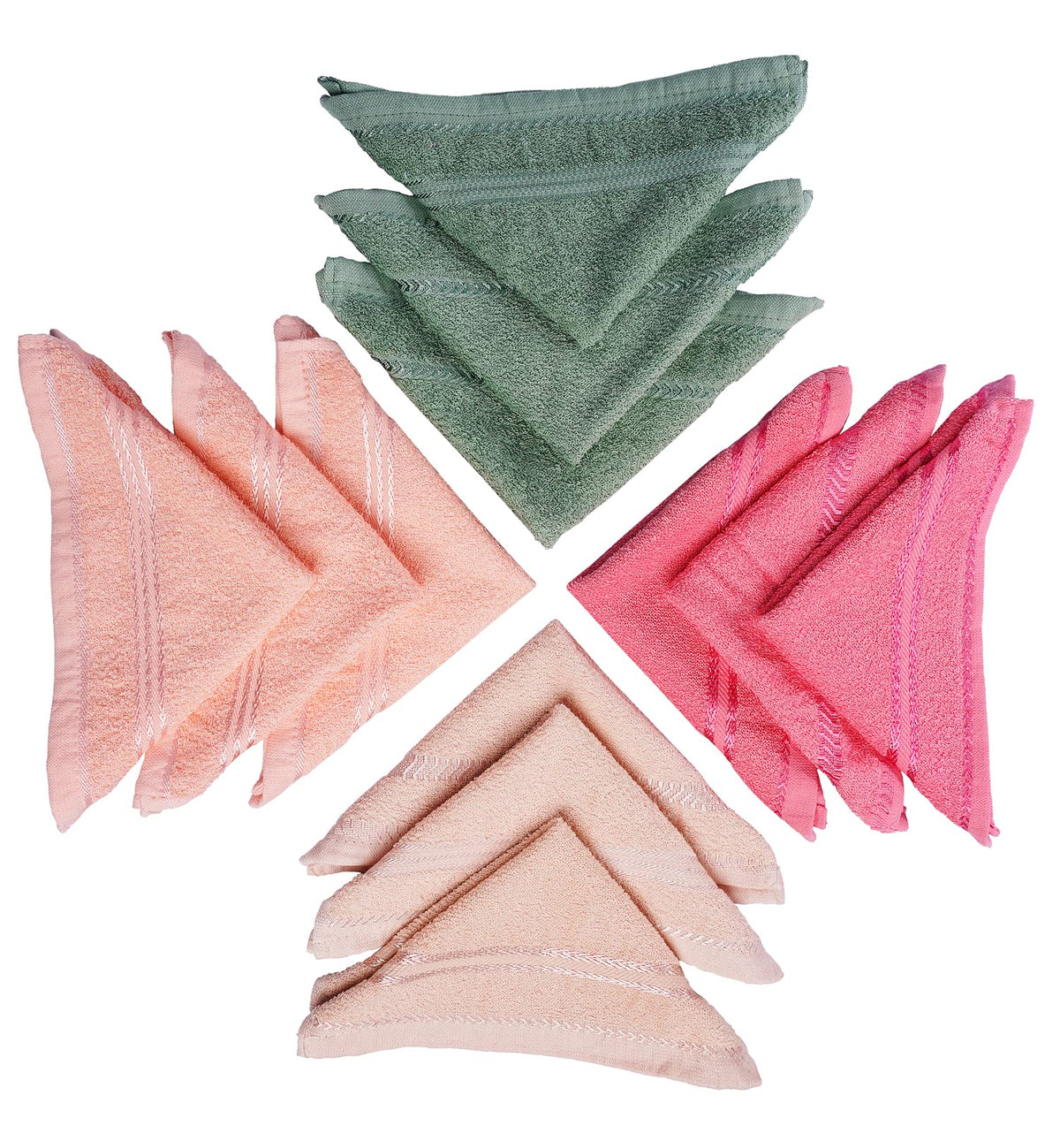JENNY DENIAL 100% Cotton Zero Twist Face Towel 300 GSM Set of 12 pcs (Small Size :: 27 * 27 cm) Multi Color (12)