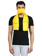 JENNY DENIAL 100% Pure Cotton Gamcha/Gomasa for Men 300 GSM SOFT Handloom Printed (Size :: Full Size) Stole Yellow Color Pack of angocha