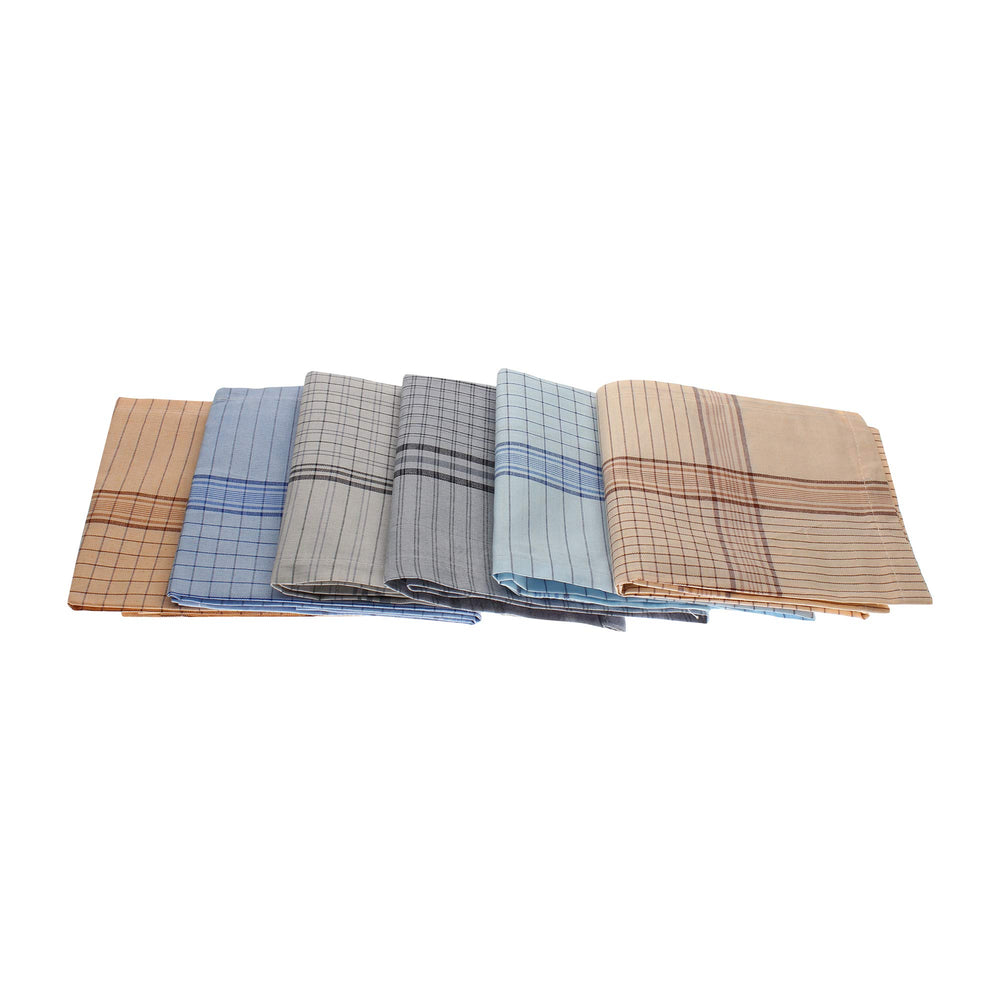 GRGRASP Thread That Bind Relation Men's 100% Pure Soft Cotton Handkerchief | Multicolor Check Rumal | Pack of 6 | 48x48 cm | Casual & Daily Use Hanky for Men"