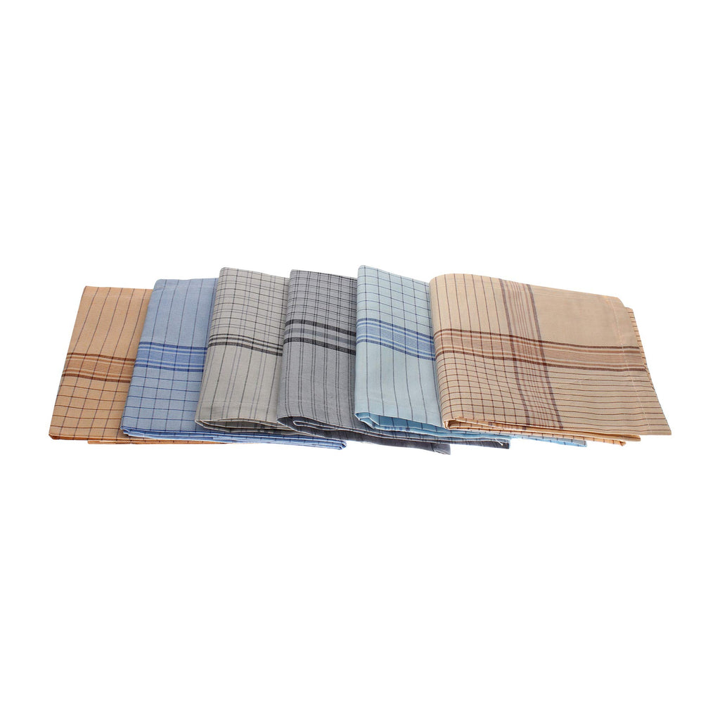 GRGRASP Thread That Bind Relation Men's 100% Pure Soft Cotton Handkerchief | Multicolor Check Rumal | Pack of 6 | 48x48 cm | Casual & Daily Use Hanky for Men"