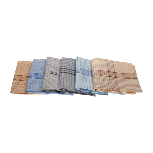 GRGRASP Thread That Bind Relation Men's 100% Pure Soft Cotton Handkerchief | Multicolor Check Rumal | Pack of 6 | 48x48 cm | Casual & Daily Use Hanky for Men"
