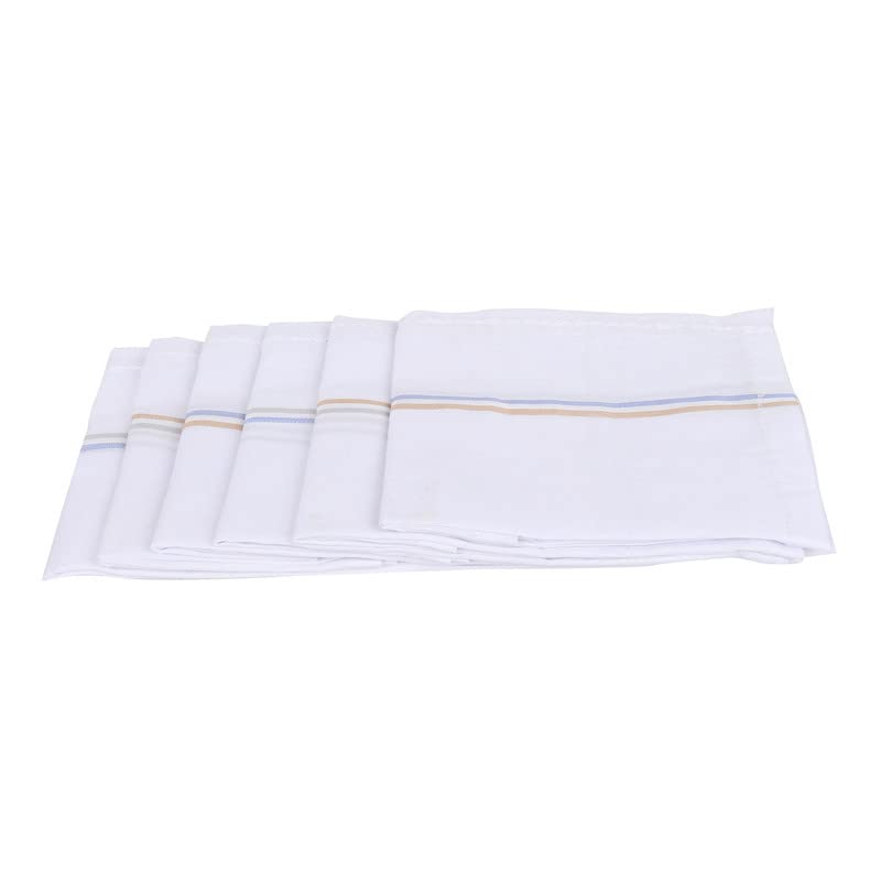 JENNY DENIAL 100% CottoN White Handkerchief/Rumal for men and boys Big size XXL Size 48 * 48 Cm Strip design Combo Pack