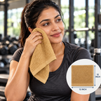 Jenny Denial Beige cotton terry face towel — female gym use, 400 GSM