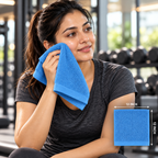 Jenny Denial Electric Blue cotton terry face towel — female gym use, 400 GSM