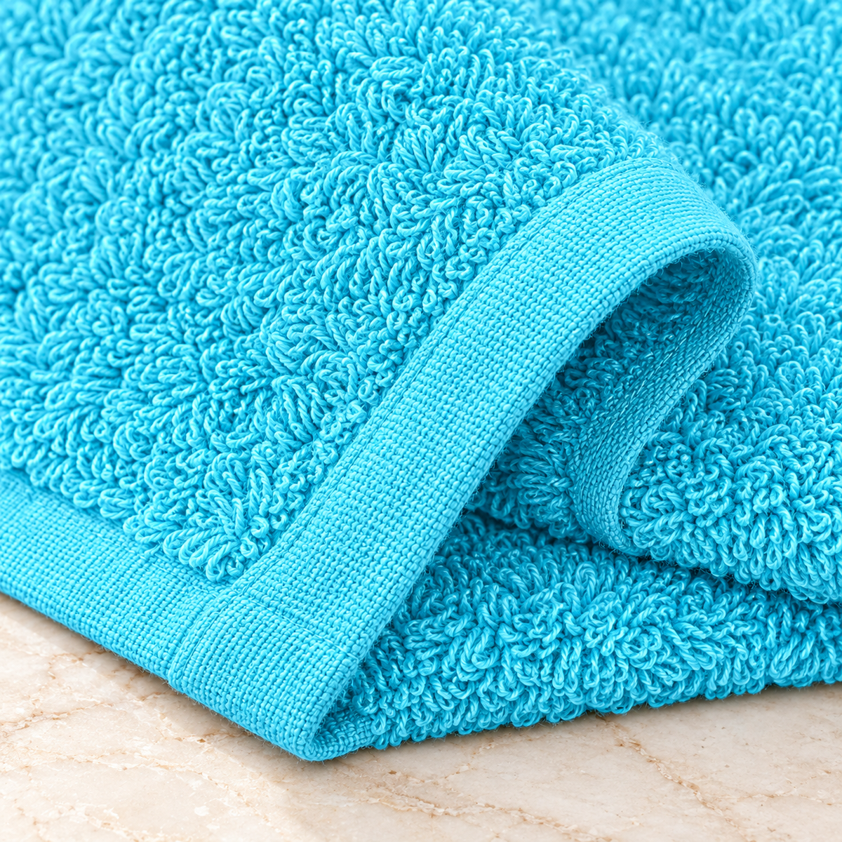 Jenny Denial Mint cotton terry face towel, 12 × 12 inches, 400 GSM — fabric detail