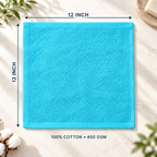 Jenny Denial Mint cotton terry face towel, 12 × 12 inches, 400 GSM — size guide