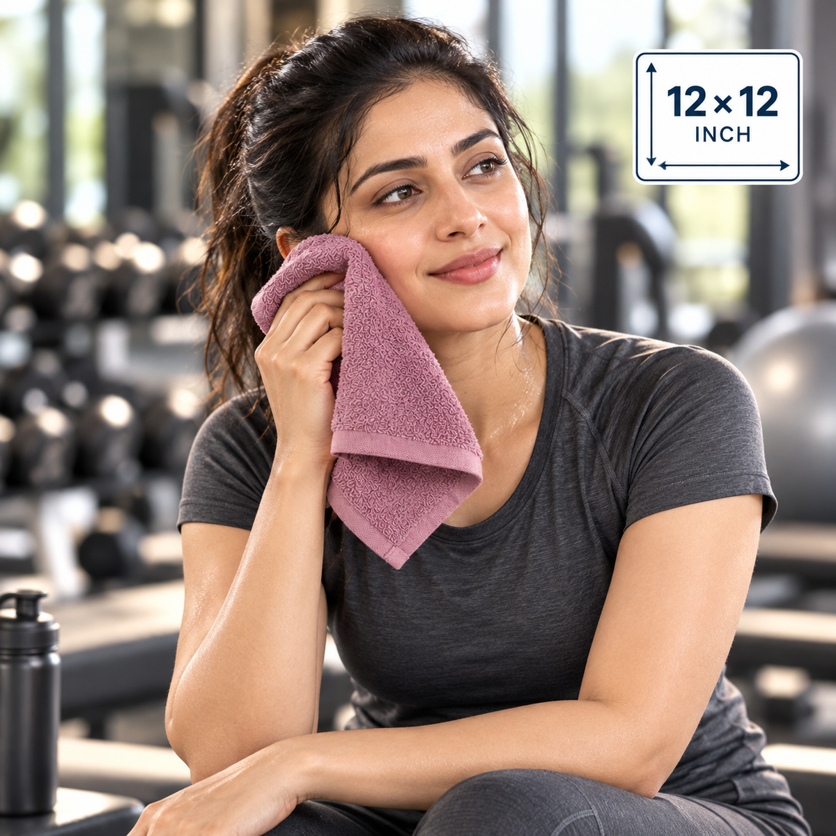Jenny Denial Onion cotton terry face towel — female gym use, 400 GSM